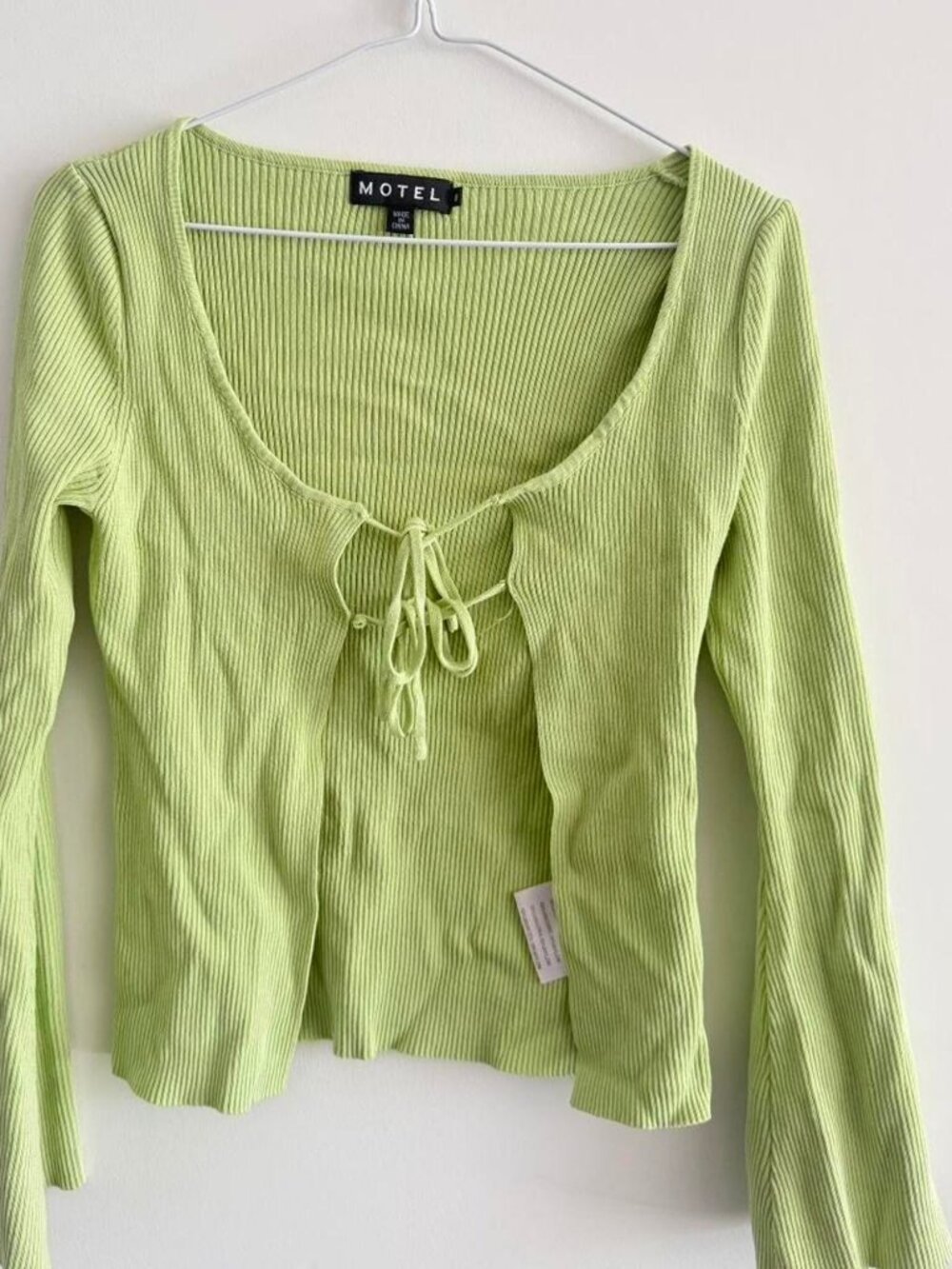 Motel Rocks Green Tie-Detail Long-Sleeve Top — Size M